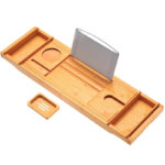 Addreen Bamboo Bathtub Caddy Tray for Luxury Bathroom Waterproof Expandable Bath Table Over Tub With Wine Book Free Soap Holder - Image 2