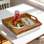 Addreen Bamboo Bed Tray Breakfast Meal Serving Tray with Handle Lap Desk for Living Room Use with Detachable Cushion