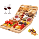 Addreen Bamboo Cheese Board Creative Openable Large Capacity Handheld Storage Plate Bamboo Cheese Cutting Board