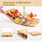 Addreen Bamboo Cheese Board Creative Openable Large Capacity Handheld Storage Plate Bamboo Cheese Cutting Board - Image 2