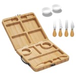 Addreen Bamboo Cheese Board Creative Openable Large Capacity Handheld Storage Plate Bamboo Cheese Cutting Board - Image 3