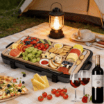 Addreen Bamboo Cheese Board Folding Cheese Board Portable Cheese Board Set with 4 Knives, Foldable Charcuterie Platter - Image 3