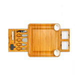 Addreen Bamboo Cheese Board and Knife Set, Wooden Charcuterie Platter,Serving Meat Tray