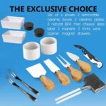 Addreen Bamboo Cheese Board and Knife Set, Wooden Charcuterie Platter,Serving Meat Tray - Image 3
