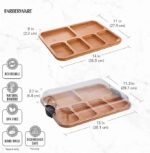 Addreen Bamboo Cutting Board With Compartments and Clear Locking Lid for Charcuterie Snacks Bamboo Serving Tray With Lid - Image 3