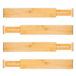 Addreen Bamboo Drawer Dividers With 12 Inserts,16.3-22inches,Expandable Kitchen Drawer Organizer,Adjustable Drawer Separator