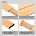 Addreen Bamboo Drawer Dividers With 12 Inserts,16.3-22inches,Expandable Kitchen Drawer Organizer,Adjustable Drawer Separator - Image 3