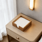 Addreen Bamboo Napkin Holder Square Wooden Napkin Tissue Paper Holder Counter Top Napkin Rack for Kitchen Dining Restaurant