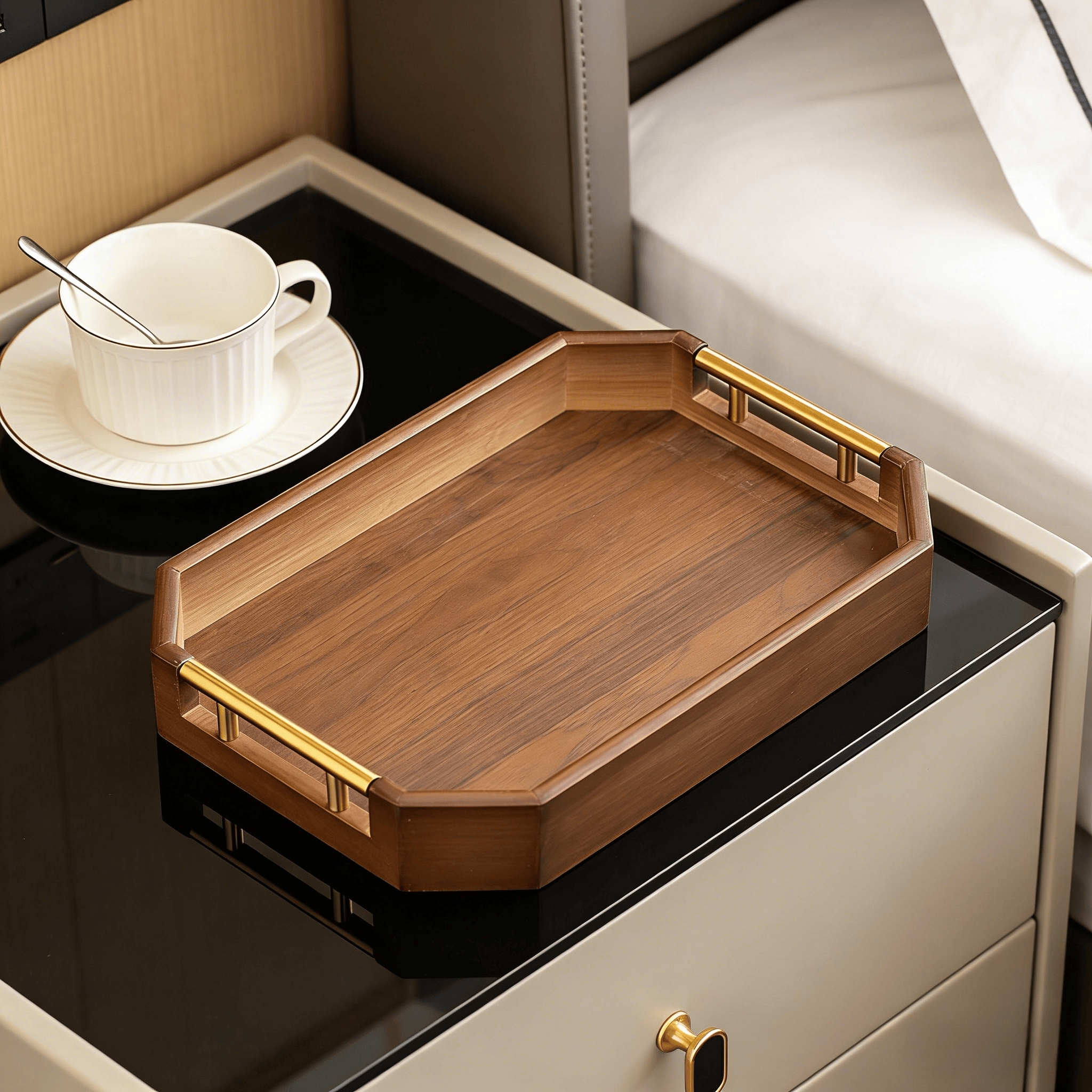 Addreen Bamboo Serving Tray for Breakfast, Drinks & Food Ideal for Kitchen, Living Room & Bedroom01 Addreen Bamboo Serving Tray for Breakfast, Drinks & Food | Ideal for Kitchen, Living Room & Bedroom - Image 1