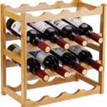 Addreen Bamboo Wine Rack Sturdy and Durable Countertop Wine Storage Cabinet Shelf for Pantry - 4 Tiers 16 Bottle Wine Rack