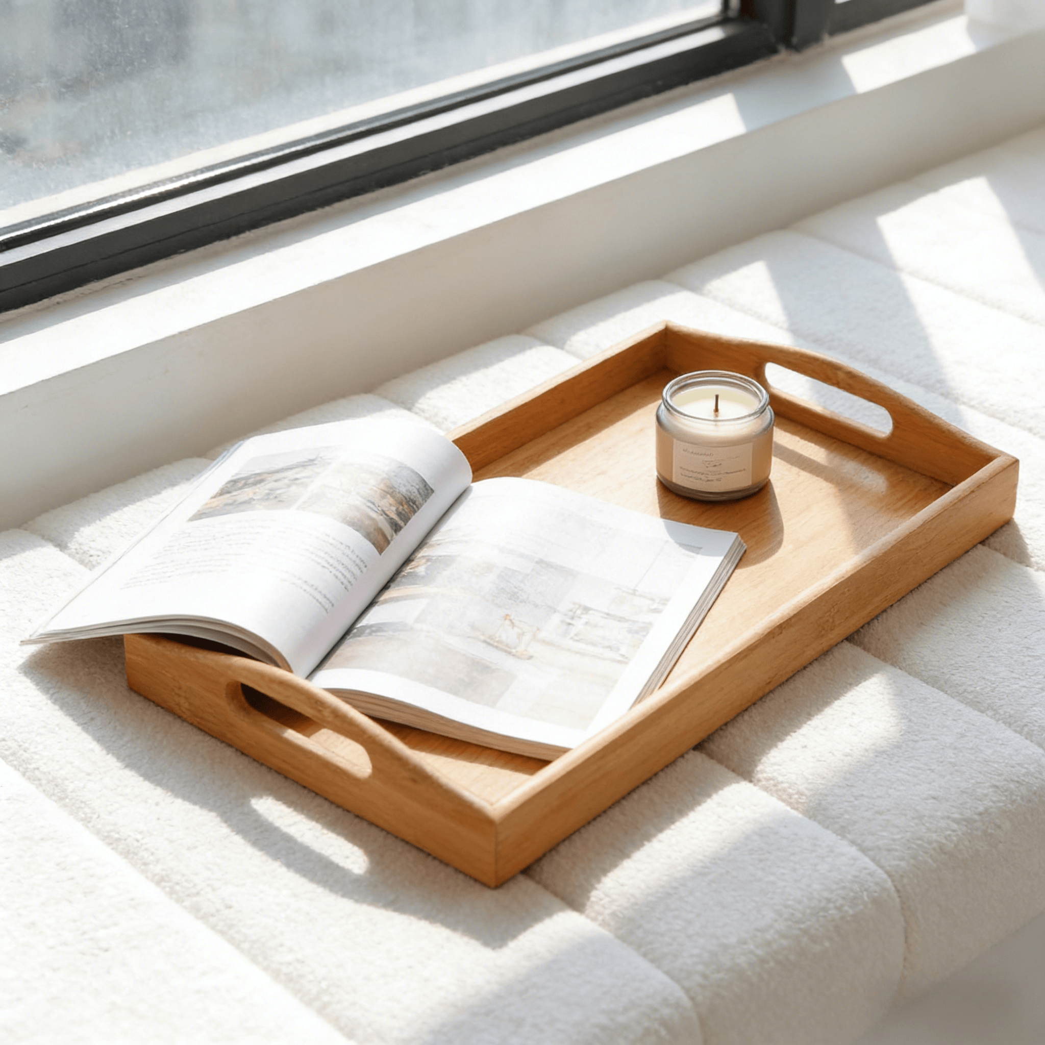 Addreen Bamboo Wood Serving Tray with Handles01 Addreen Bamboo Wood Serving Tray with Handles - Image 1