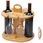Addreen Bamboo Wood Wine Glass Holder Modern Multi-Purpose Home Decor and Kitchen Red Wine Storage Rack