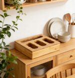 Addreen Bamboo Ziplock Bag Organizer Kitchen Drawer Organizer Food Storage Bag Holder - Image 2