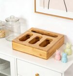 Addreen Bamboo Ziplock Bag Organizer Kitchen Drawer Organizer Food Storage Bag Holder - Image 3