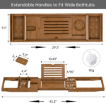 Addreen Best Selling Bamboo Wood Eco-Friendly Bath Trays Premium Two-Piece Bathroom Sets Reading Rack Bathtub Caddy - Image 3