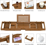 Addreen Best Selling Eco-Friendly Bamboo Wood Bath Trays Premium Bathtub Caddy Reading Rack Premium Bathroom Sets Natural Bamboo - Image 3