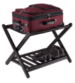 Addreen Black Folding Hotel Luggage Rack Wood Suitcase Stand Bamboo Luggage Rack