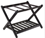 Addreen Black Folding Hotel Luggage Rack Wood Suitcase Stand Bamboo Luggage Rack - Image 2
