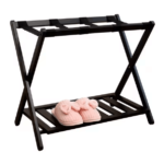 Addreen Black Folding Hotel Luggage Rack Wood Suitcase Stand Bamboo Luggage Rack - Image 3
