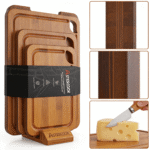 Addreen Carbonized Bamboo Cheese Board Set with Knife Holder Eco-Friendly Charcuterie Platter for Hotel Restaurant Party