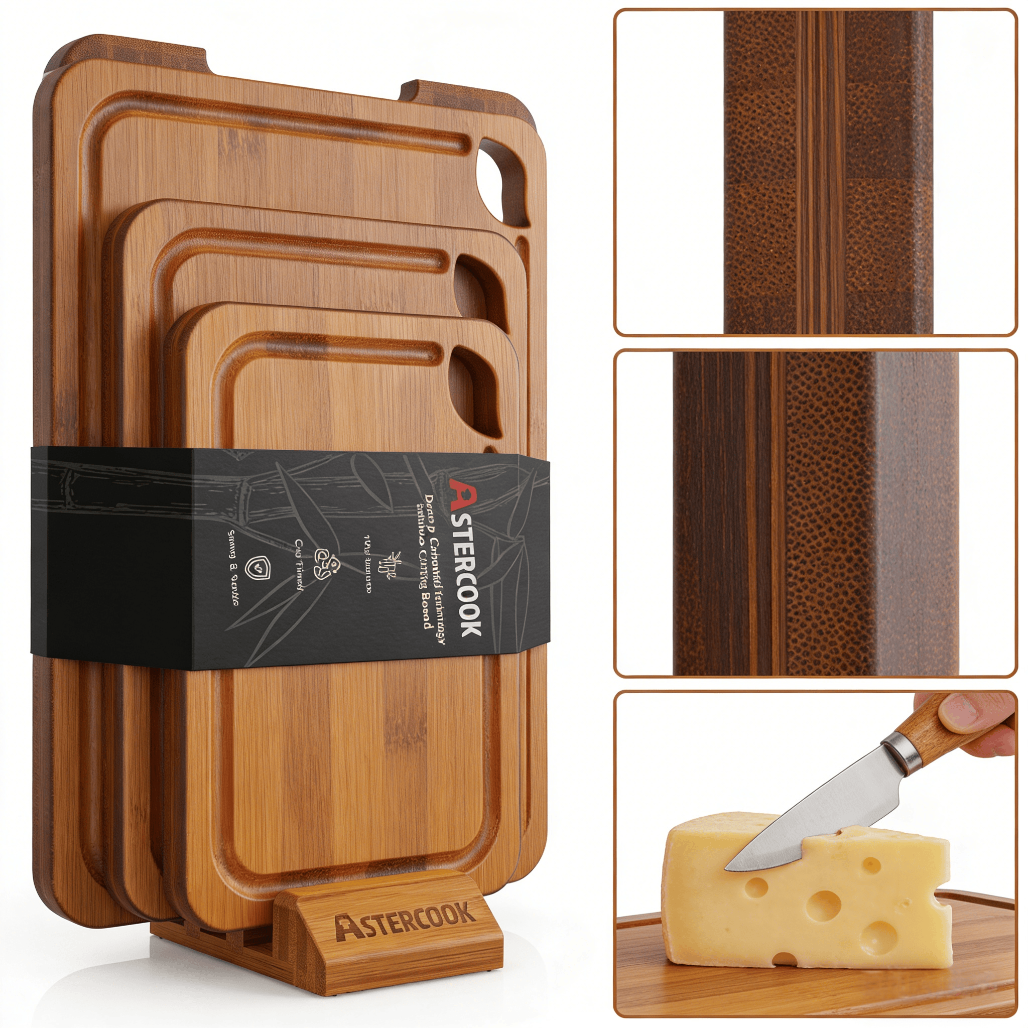 Addreen Carbonized Bamboo Cheese Board Set with Knife Holder Eco-Friendly Charcuterie Platter for Hotel Restaurant Party01 Addreen Carbonized Bamboo Cheese Board Set with Knife Holder Eco-Friendly Charcuterie Platter for Hotel Restaurant Party - Image 1