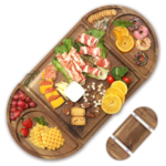 Addreen Charcuterie Board Cheese Board Gift Set 3 Part Square & Round Heart Shaped Charcuterie Platter Serving Wood Cheese Board