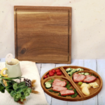 Addreen Charcuterie Board Cheese Board Gift Set 3 Part Square & Round Heart Shaped Charcuterie Platter Serving Wood Cheese Board - Image 2