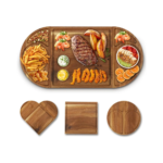 Addreen Charcuterie Board Cheese Board Gift Set 3 Part Square & Round Heart Shaped Charcuterie Platter Serving Wood Cheese Board - Image 3