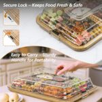 Addreen Charcuterie Chopping Block Clear Locking Lid Handle Portable 6 Compartments Bamboo Cheese Board 1.5cm Thick Customizable - Image 2