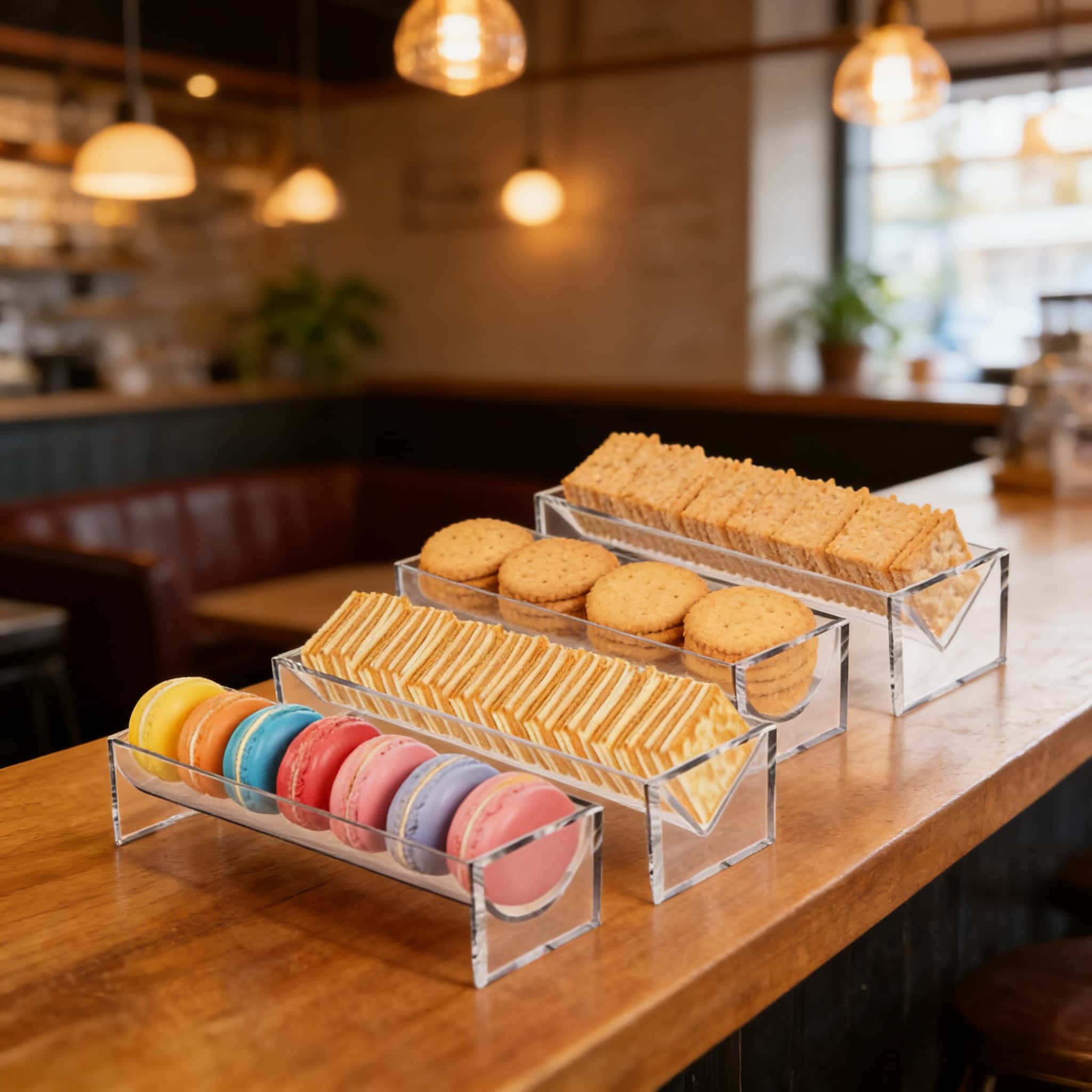 Addreen Clear Acrylic Cracker Holder, Rectangular Cracker Serving Tray, Acrylic Food Display Stands01 Addreen Clear Acrylic Cracker Holder, Rectangular Cracker Serving Tray, Acrylic Food Display Stands - Image 1