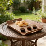 Addreen Custom Classic Waterproof Bamboo Wood Serving Tray with Dual Handles - Eco-Friendly Rectangle Plate - Image 2