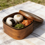 Addreen Custom Logo Double Layer Wooden Bento Box, Japanese Style Eco Friendly Lunch Box with Bamboo Wood Lid - Image 3