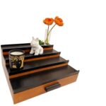 Addreen Customizable Black-Brown Wooden 4-Tier Perfume Organizer with Drawer Multi-Layer Fragrance Display Rack for Cologne - Image 3