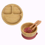 Addreen Cute Eco-Friendly Bamboo Baby Suction Plates Set for Toddler Feeding - Image 3