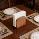 Addreen Cute Rectangular Bamboo Napkin Stand Holder Kitchen Worktop Dining Table Desk with Tissue Rack - Image 2