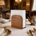Addreen Cute Rectangular Bamboo Napkin Stand Holder Kitchen Worktop Dining Table Desk with Tissue Rack - Image 3