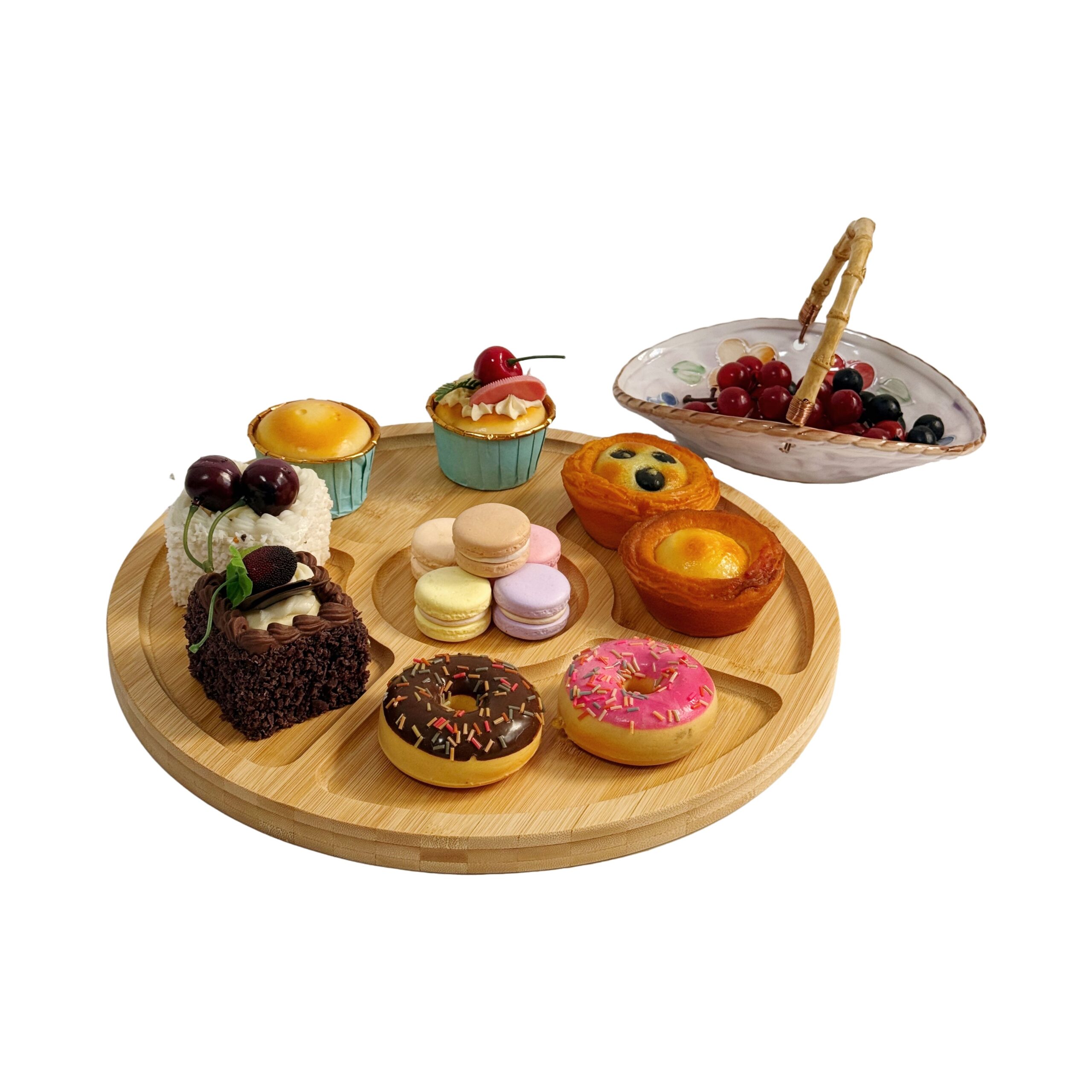 Addreen Divided Bamboo Dessert Platter for Parties & Home Serving01 Addreen Divided Bamboo Dessert Platter for Parties & Home Serving - Image 1