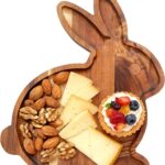 Addreen Easter Bunny Rabbit Shape Reusable Bamboo Wood Modern-Style Multifunction Charcuterie Board Serving Tray Home Kitchen