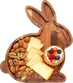 Addreen Easter Bunny Rabbit Shape Reusable Bamboo Wood Modern-Style Multifunction Charcuterie Board Serving Tray Home Kitchen