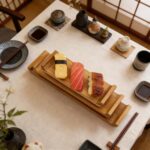 Addreen Eco-Friendly Bamboo Sushi Plate Japanese Long Strip Serving Tray Handmade Wooden Sushi Tools