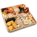 Addreen Eco-Friendly Jigsaw Puzzle Shape Bamboo Cheese Platter Unique Serving Tray for Dessert Display and Charcuterie Board