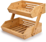 Addreen Eco-Friendly Modern Rectangle Bamboo 2-Tier Storage Basket for Garage Food Vegetable Organization - Image 2
