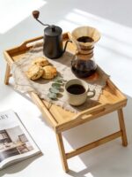 Addreen Elegant Bamboo Breakfast Server with Legs for Bed Tray