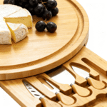 Addreen Extra Large Folding Bamboo Rotating Round Charcuterie Boards Set with Knife Set - Image 2