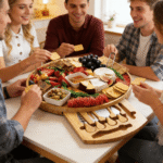 Addreen Extra Large Folding Bamboo Rotating Round Charcuterie Boards Set with Knife Set - Image 3