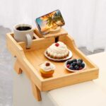 Addreen Foldable Bamboo Snack Tray with Modern Design for Couch Side Use
