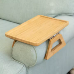 Addreen Foldable Bamboo Snack Tray with Modern Design for Couch Side Use - Image 3