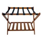 Addreen Folding Luggage Bag Organizer Custom Logo Wooden 2-Tier Suitcase Shelf Racks Baggage Holder With Shoes Shelves Luggage