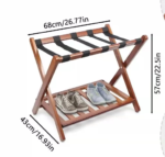 Addreen Folding Luggage Bag Organizer Custom Logo Wooden 2-Tier Suitcase Shelf Racks Baggage Holder With Shoes Shelves Luggage - Image 2