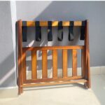 Addreen Folding Luggage Bag Organizer Custom Logo Wooden 2-Tier Suitcase Shelf Racks Baggage Holder With Shoes Shelves Luggage - Image 3